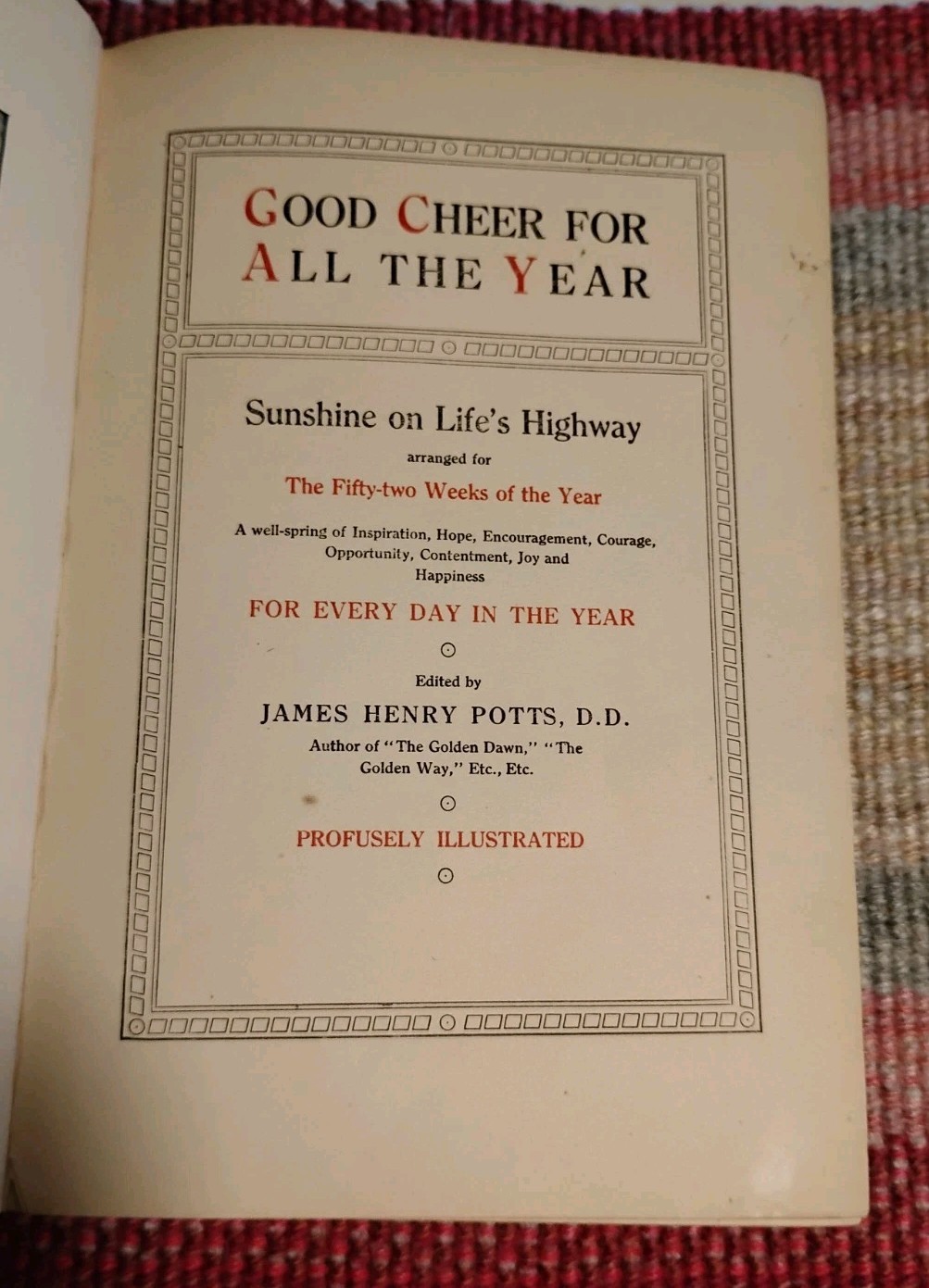 Good Cheer for All Year VTG ATQ Beautiful Victorian Red Decor HC Inspiration HTF