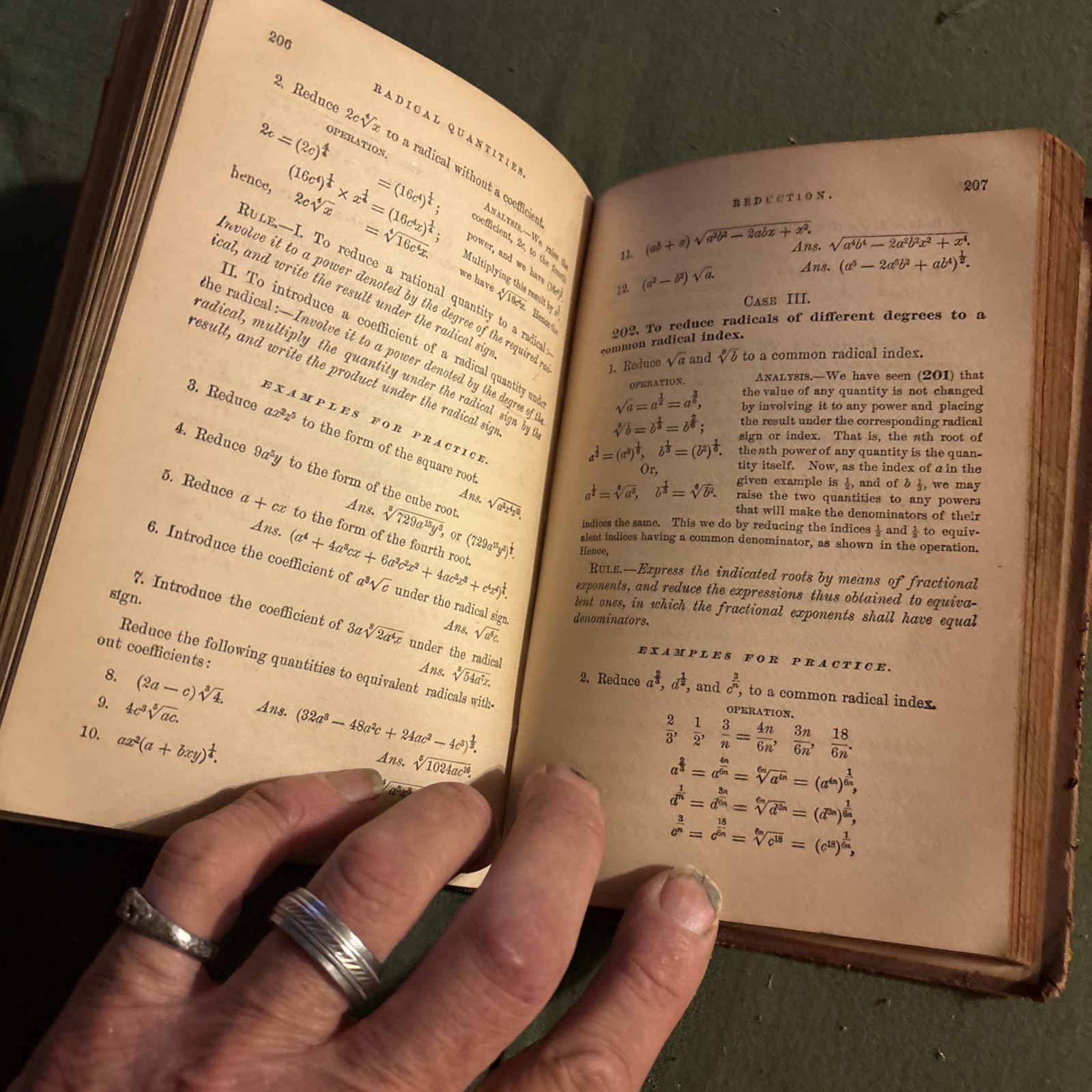 ANTIQUE 1859 LEATHER MATH BOOK: NEW ELEMENTARY ALGEBRA BY HORATIO N. ROBINSON
