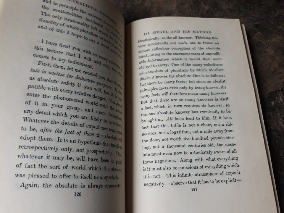 William James, A Pluralistic Universe, 1912 Hc Xlib
