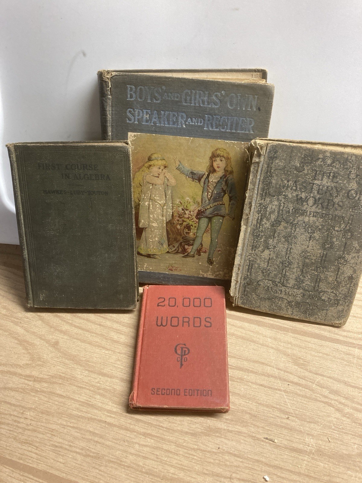 Lot of 4 Antique School Books 1909-1945 Vtg Textbooks, Speller, Algebra, Craft
