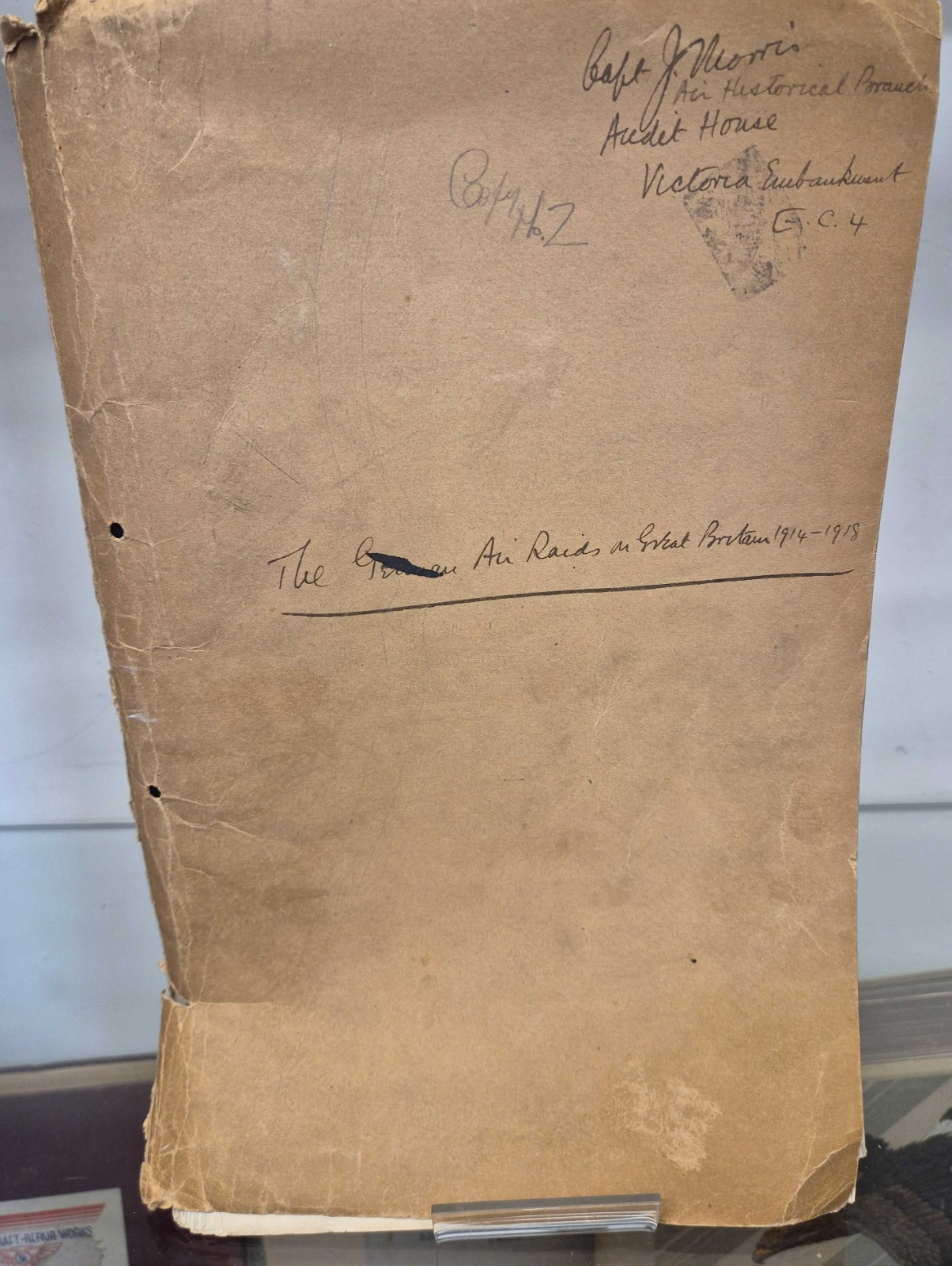 The German Air Raids On Great Britain 1914-1919 Typed Manuscript