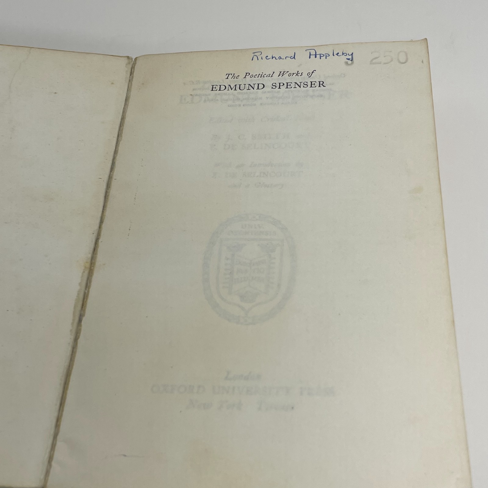 The Poetical Works of Edmund Spenser : Oxford Standard Authors Edition