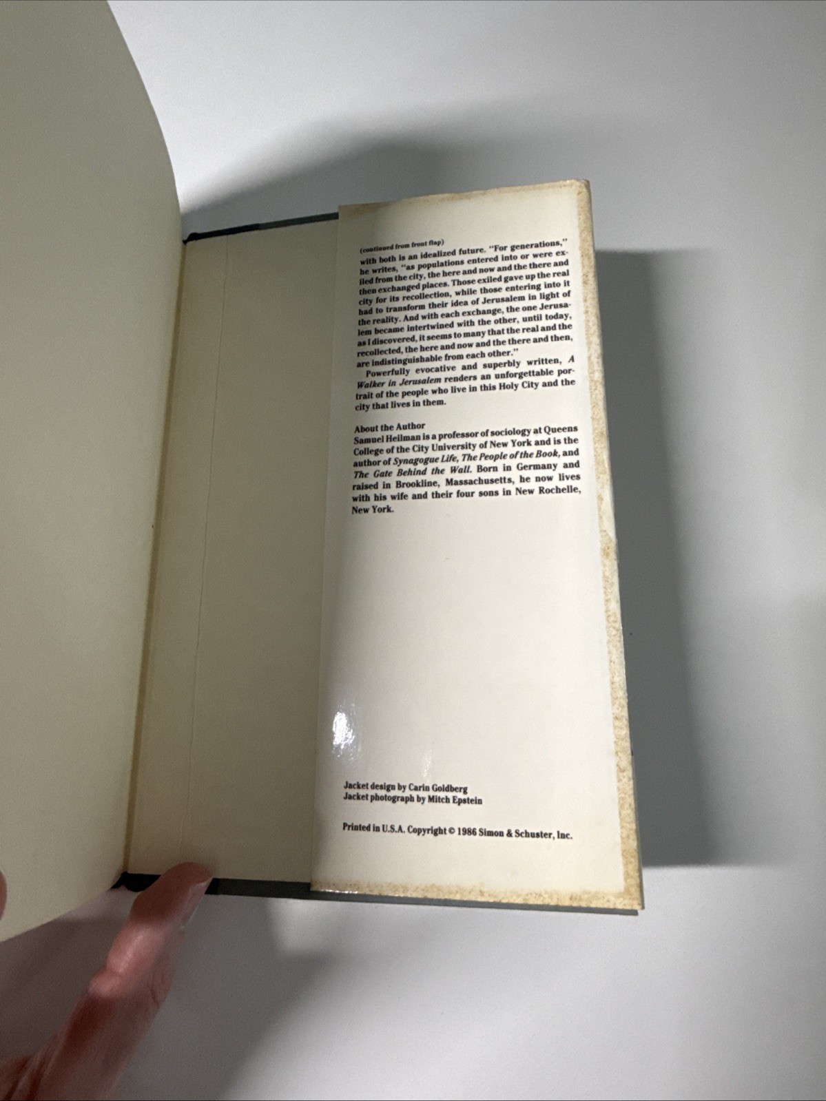A Walker In Jerusalem By Samuel Heilman 1986 First Edition HCDJ