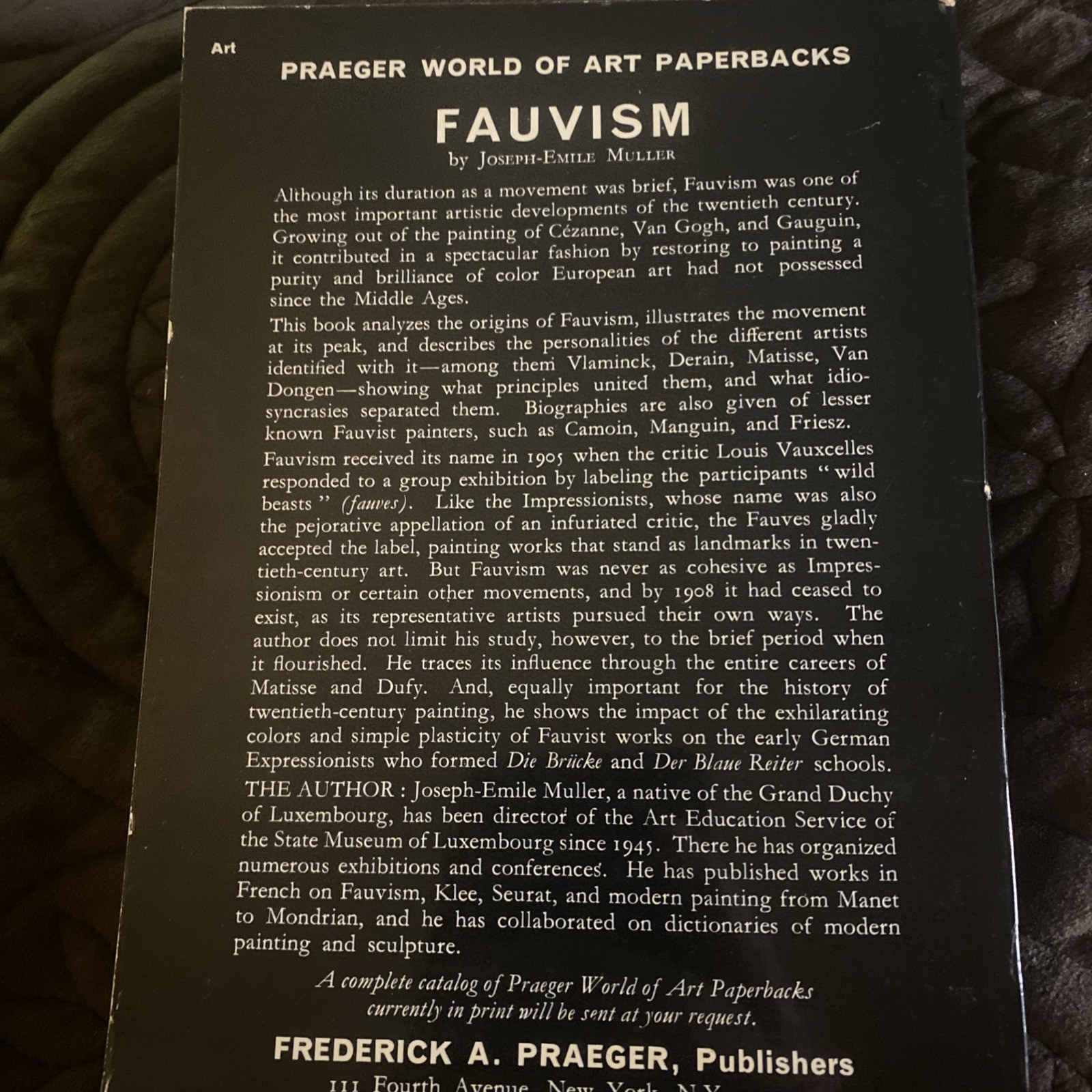 Fauvism Book ~ By Joseph-Emile Muller Nice Paperback Copy (1967)