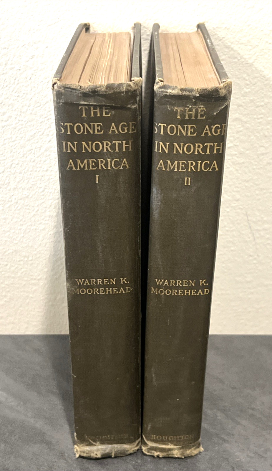 Antique 1910 Book Set – The Stone Age in North America by Moorehead Vol. I & II