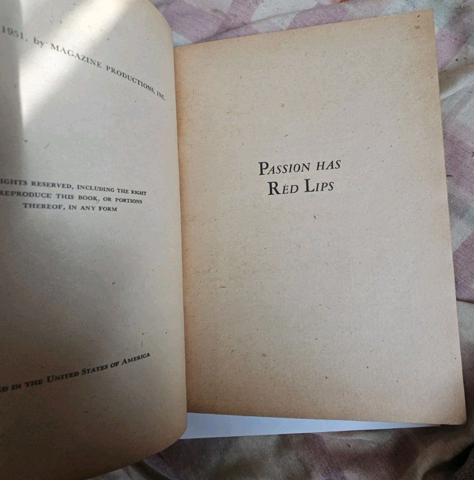 ?PASSION HAS RED LIPS Vintage Pulp Fiction 1951 Rainbow Romance Digest #108 VG