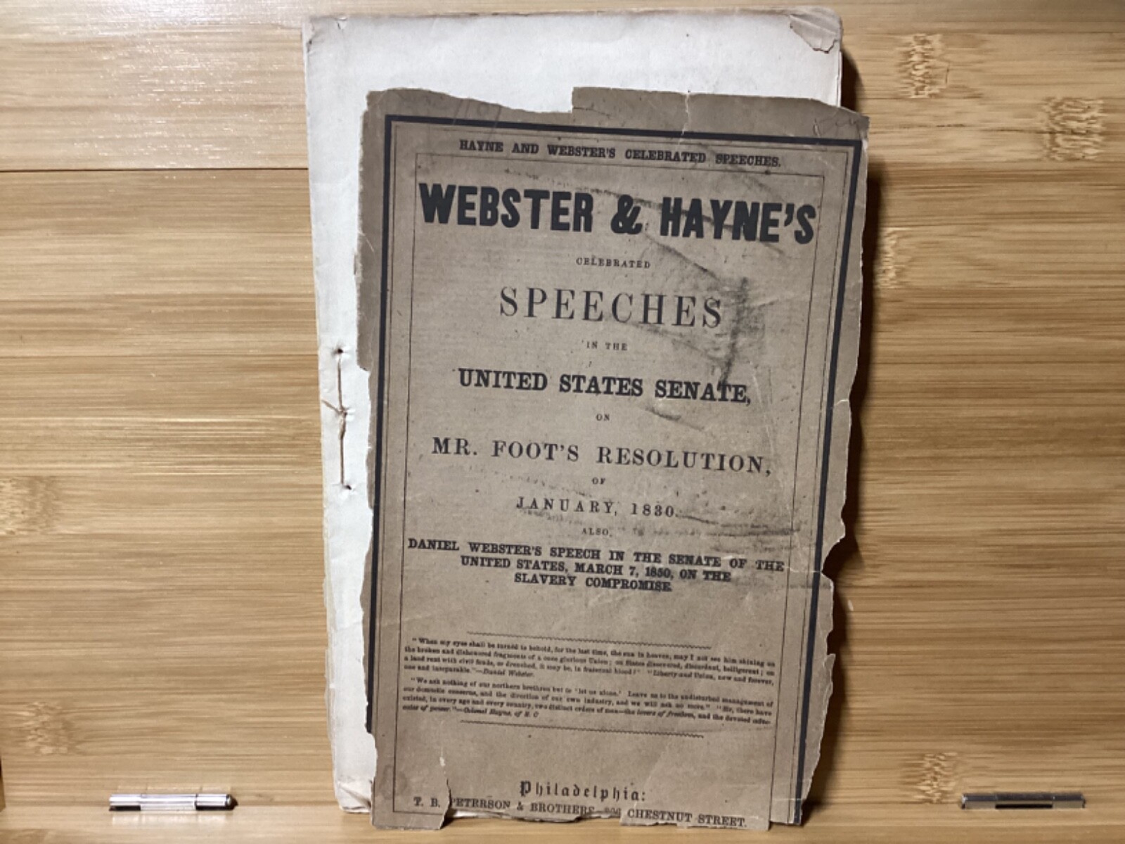 1830 Webster And Haynes’ Celebrated Speeches In The United States Senate