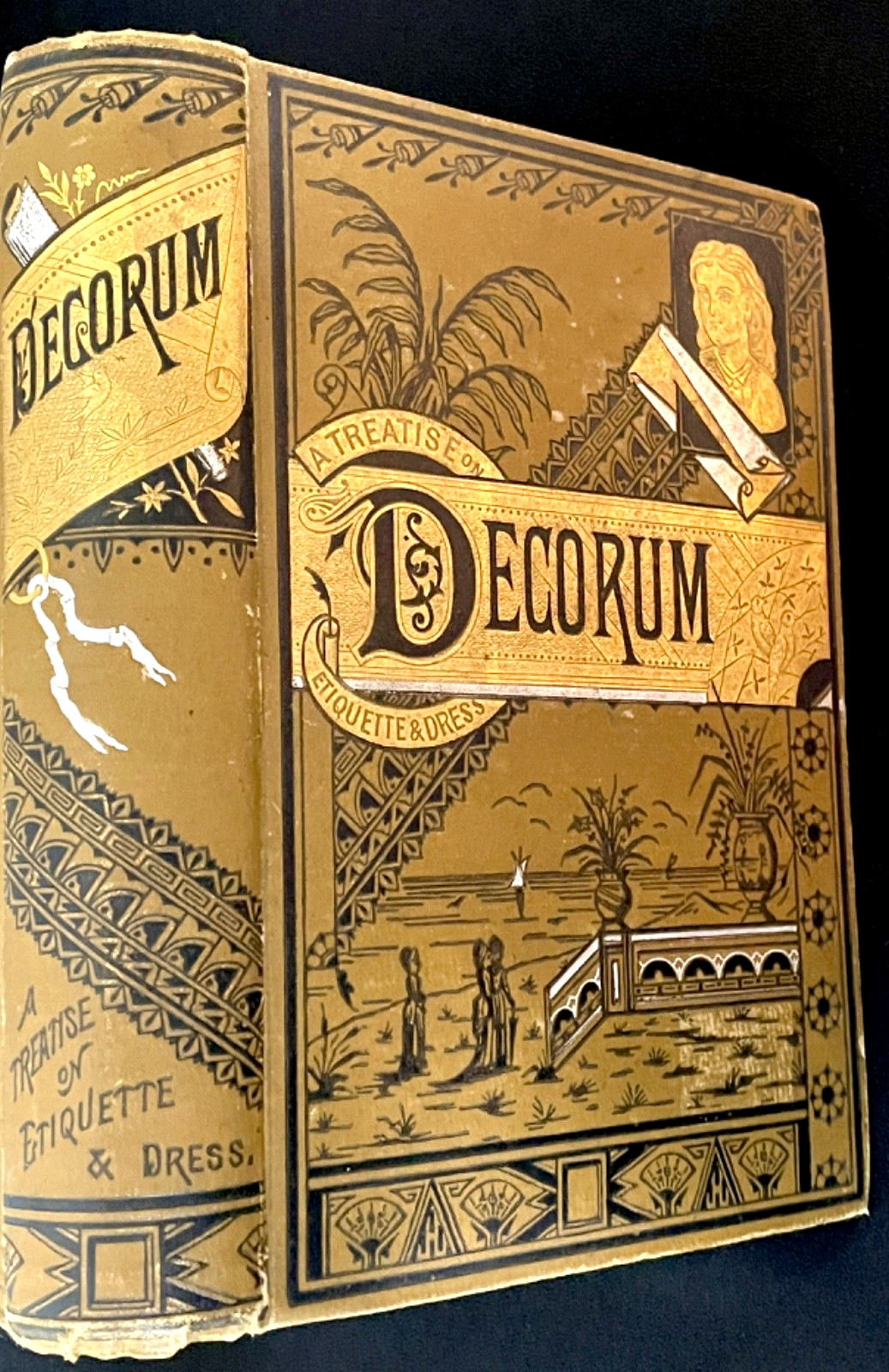Victorian Decorative Binding Decorum 1883 Ornate Gilt Etiquette Fine HC Edition