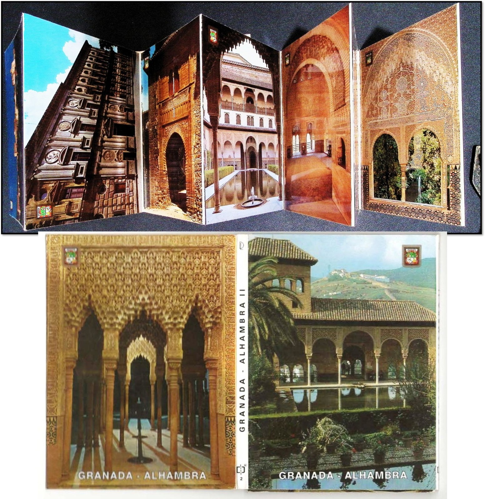 Granada Alhambra II Dominguez Madrid Accordion Fold 9 Postcard Views • No Flaws