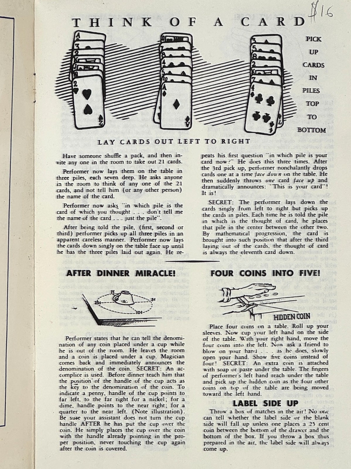 1972 ROBBINS. Magic. 102 Startling Tricks. New and Unusual. VINTAGE