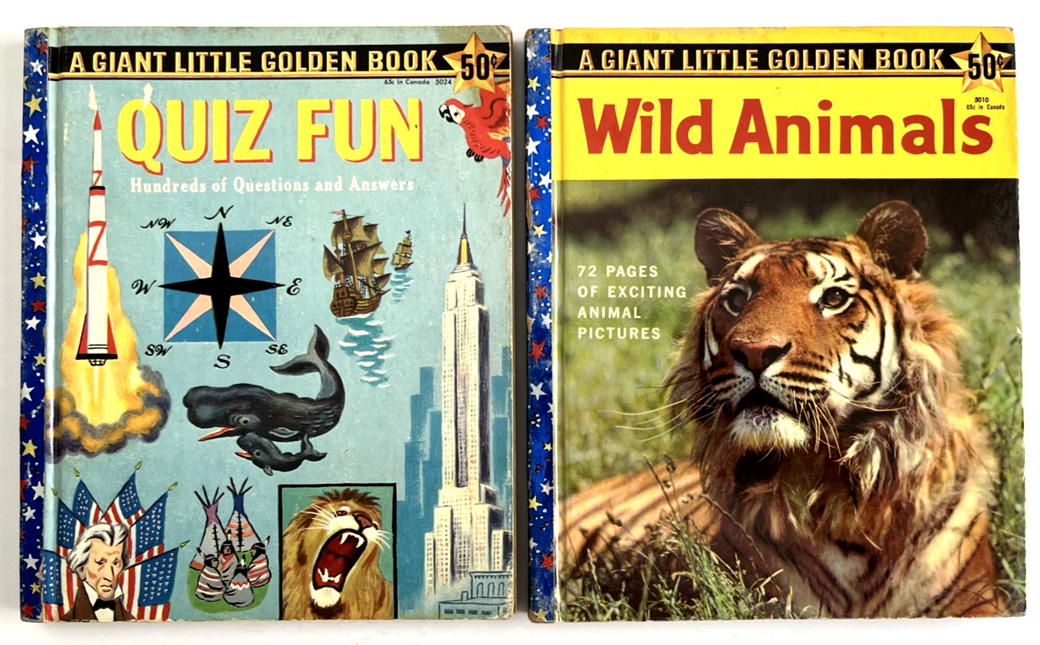 QUIZ FUN & WILD ANIMALS ~ children’s 1st „A“ ed. Giant Little Golden Books, GUC
