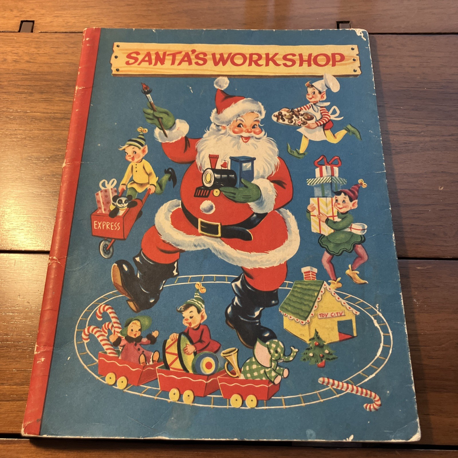 1951 1st Edition SANTA’S WORKSHOP Children Pop-Up Book Colorful Retro Christmas
