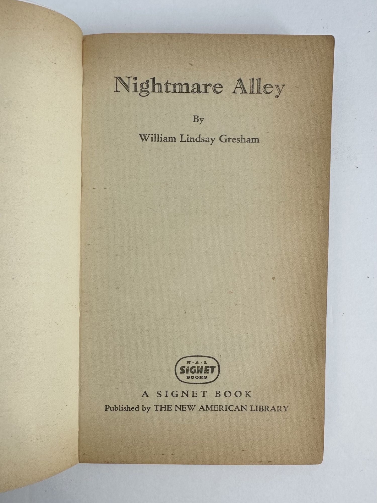 William Lindsay Gresham / NIGHTMARE ALLEY 1st Edition 1949