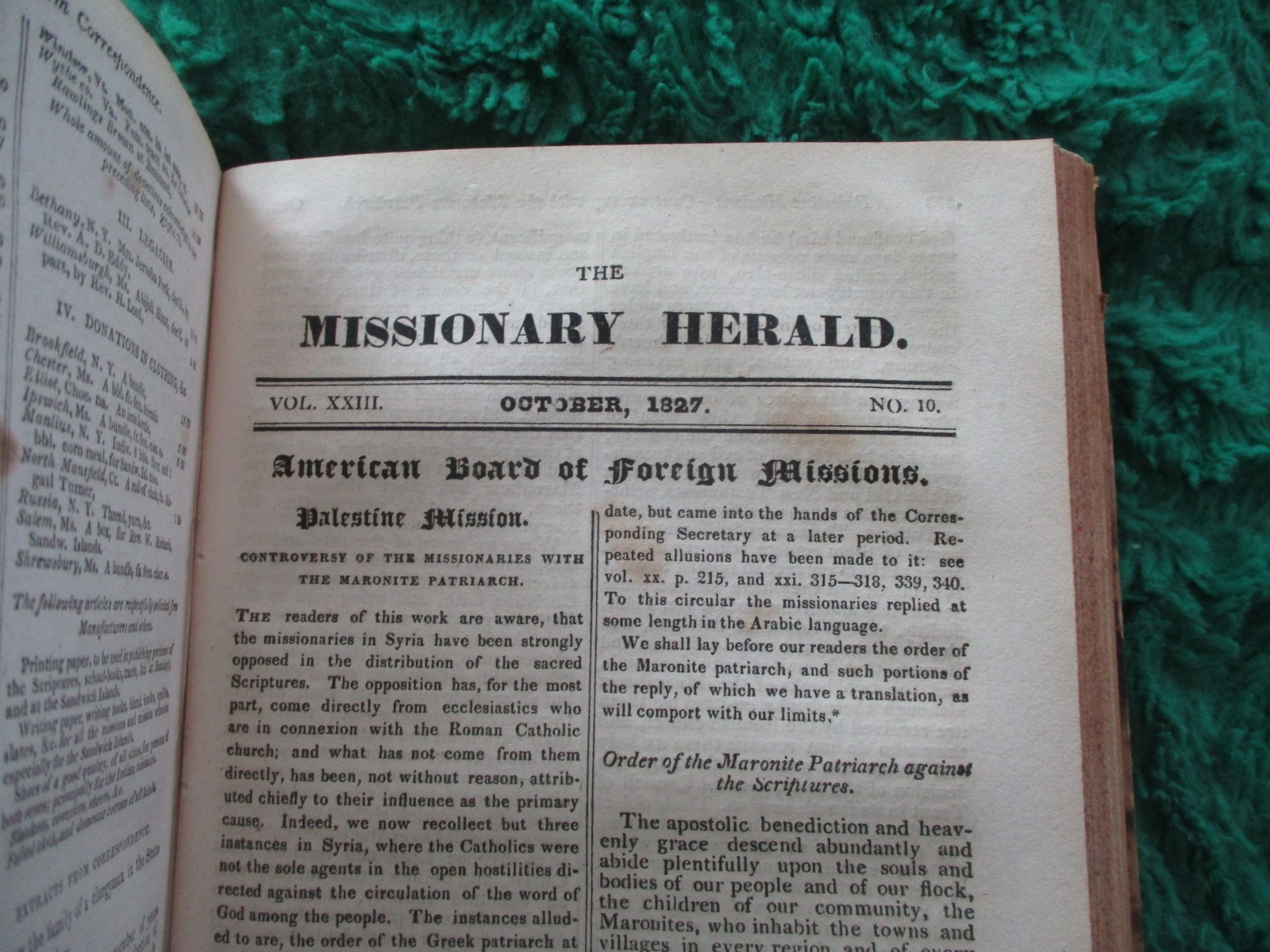 Missionary Herald 1827 Board Commissioners Foreign Missions Full Year Scarce G4