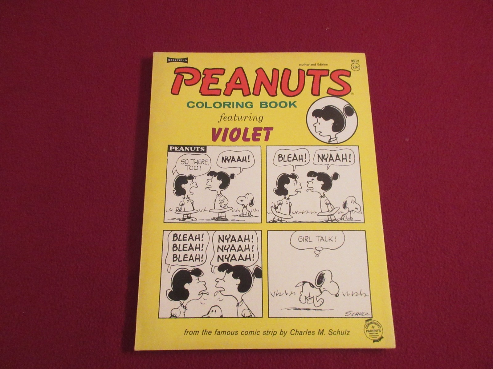 1967 Saalfield CHARLES SCHULZ PEANUTS COLORING BOOK FEATURING VIOLET UNUSED