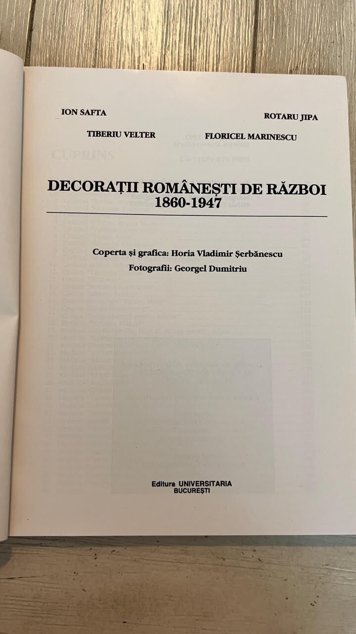 DECORATII ROMANESTI DE RAZBOI 1860-1947 – Military – 1993 – Romania – Medals –