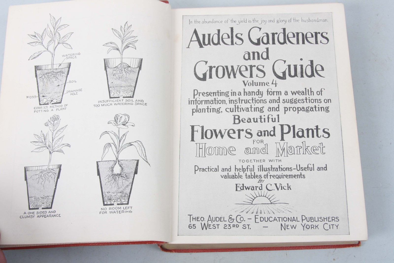 AUDELS GARDENERS & GROWERS GUIDE VOL 4 by Edward C. Vick 1928 antique book