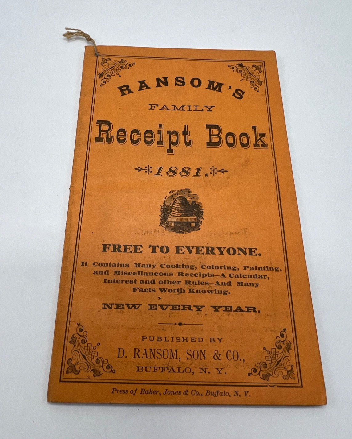 Antique 1881 Ransom’s Family Receipt Book Quack Medicine Cookbook