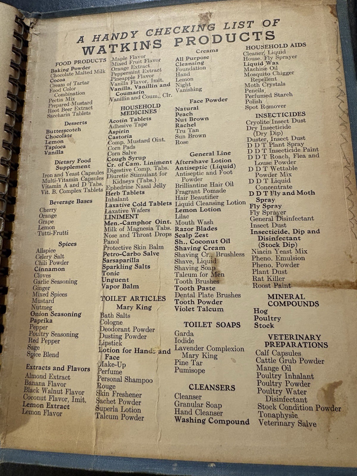 Watkins Cook Book by J.R. Watkins Co. Vintage 1945 USA distressed recipes rare