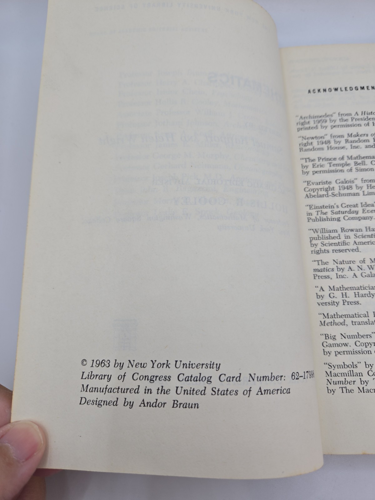 Mathematics From Archimedes to Einstein Ed By Samuel Rapport & Helen Wright 1963