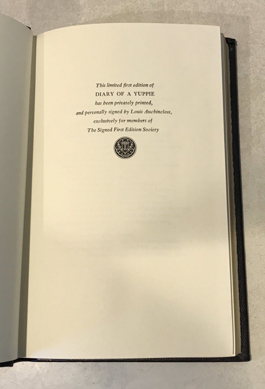 DIARY OF A YUPPIE by Louis Auchincloss 1986 Franklin Library Signed 1st Edition