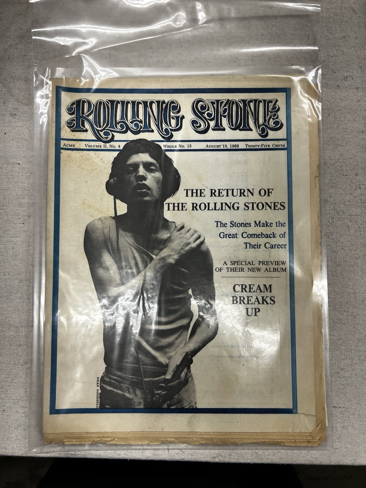 Rolling Stone Magazine 1968 Mick Jagger Cover Vintage Rolling Stones Original