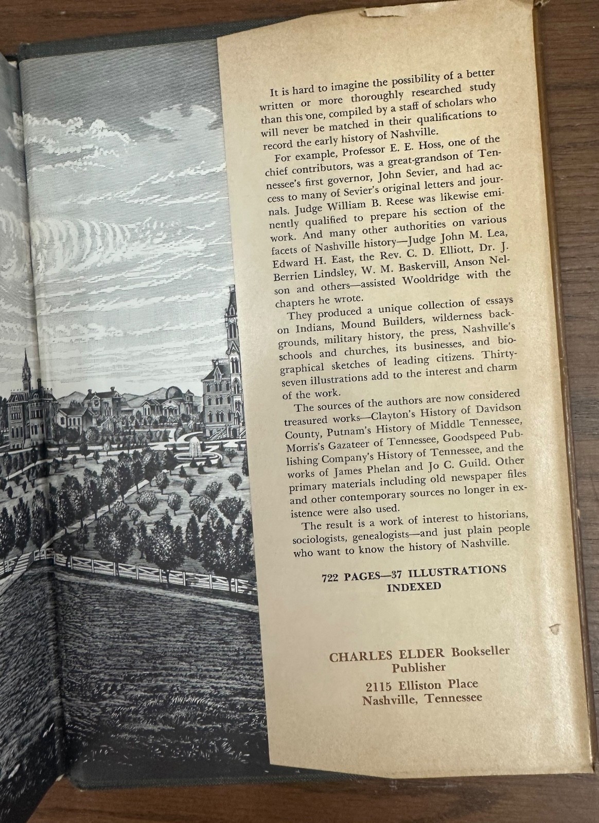 HISTORY OF NASHVILLE, TENNESSEE Charles Elder 1970 Facsimile of 1890 Ed #382