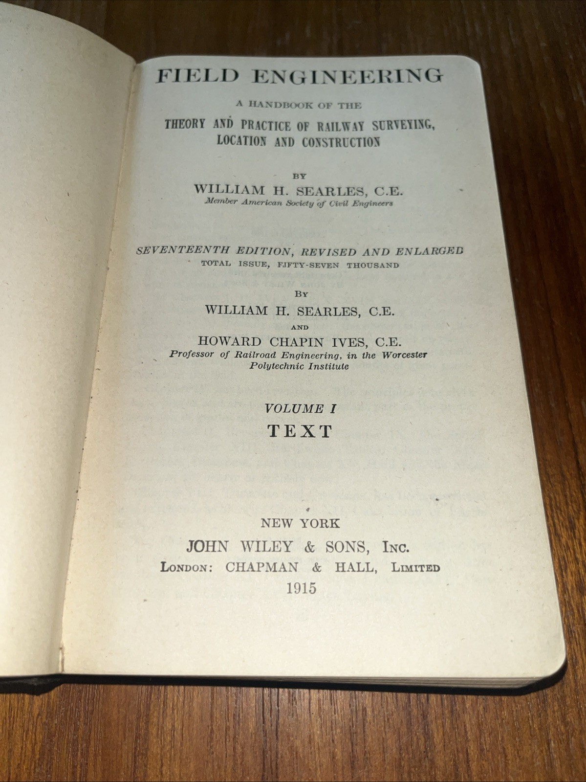 Field Engineering Text Tables Searles Ives John Wiley. Volume 1 1915