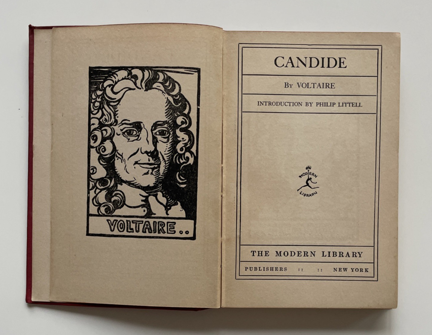 Voltaire Candide Modern Library Red Cloth Hardcover Philip Littell Intro Vintage