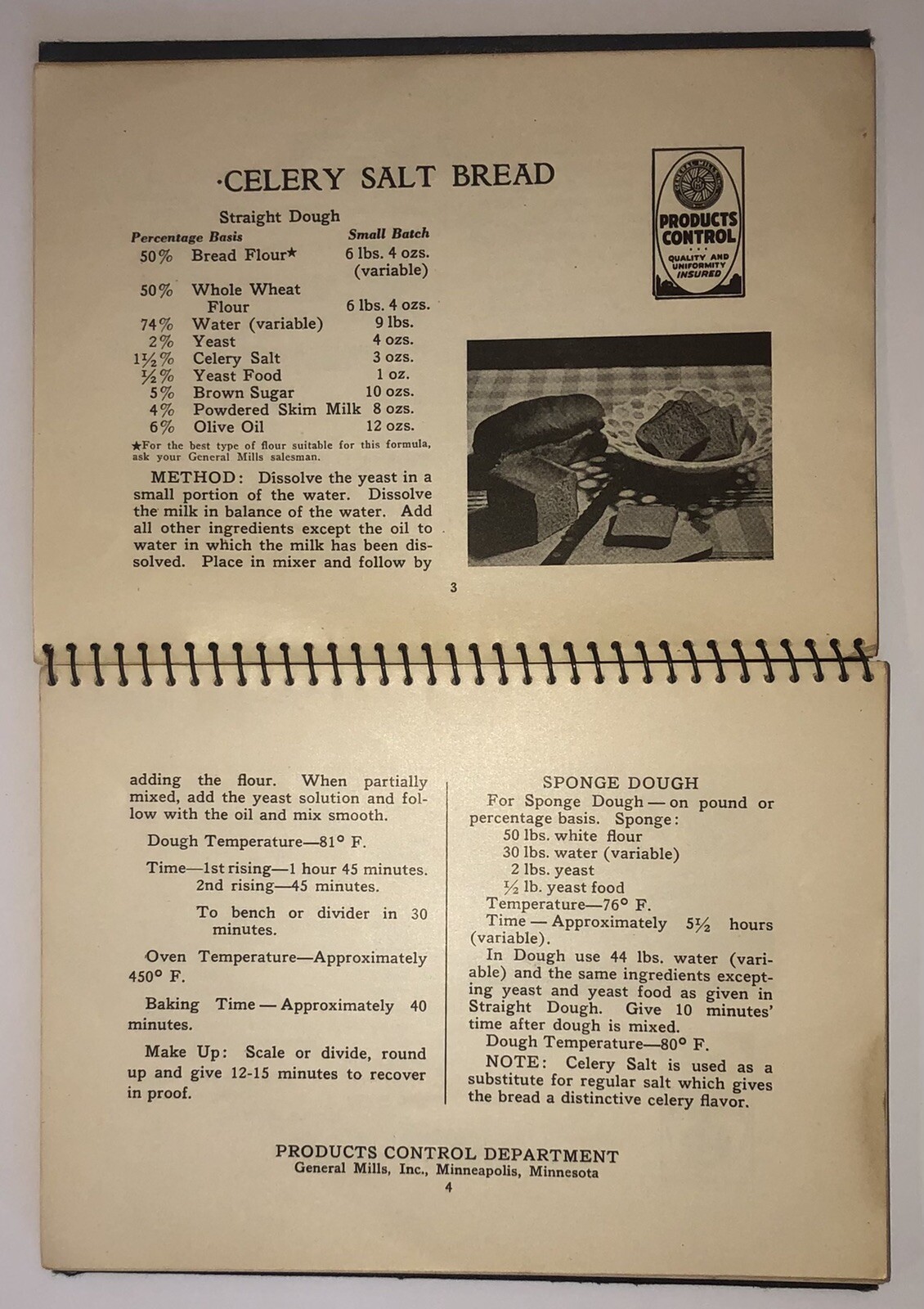 General Mills Specialty Bread Formulas (1935-1936) G M Specialty Bread School
