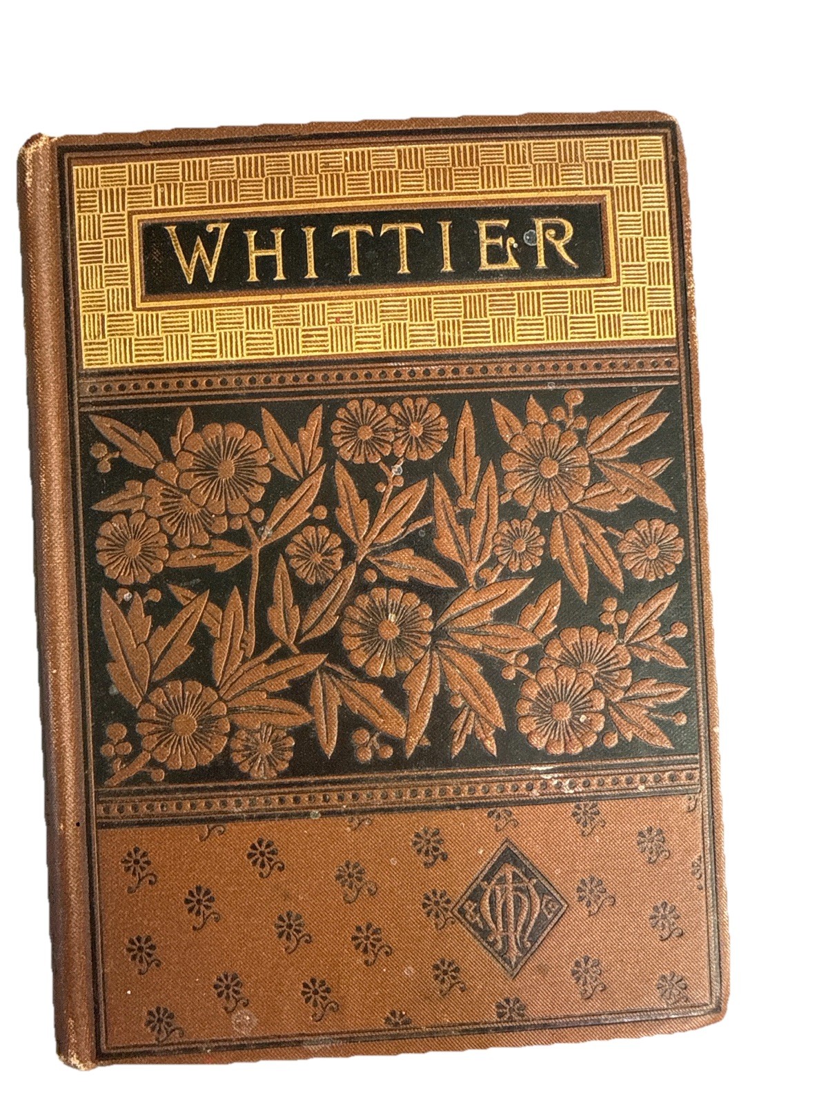 1882 Whittier Poetical Works Antique Book Hingham MA Weir River Farm Provenance