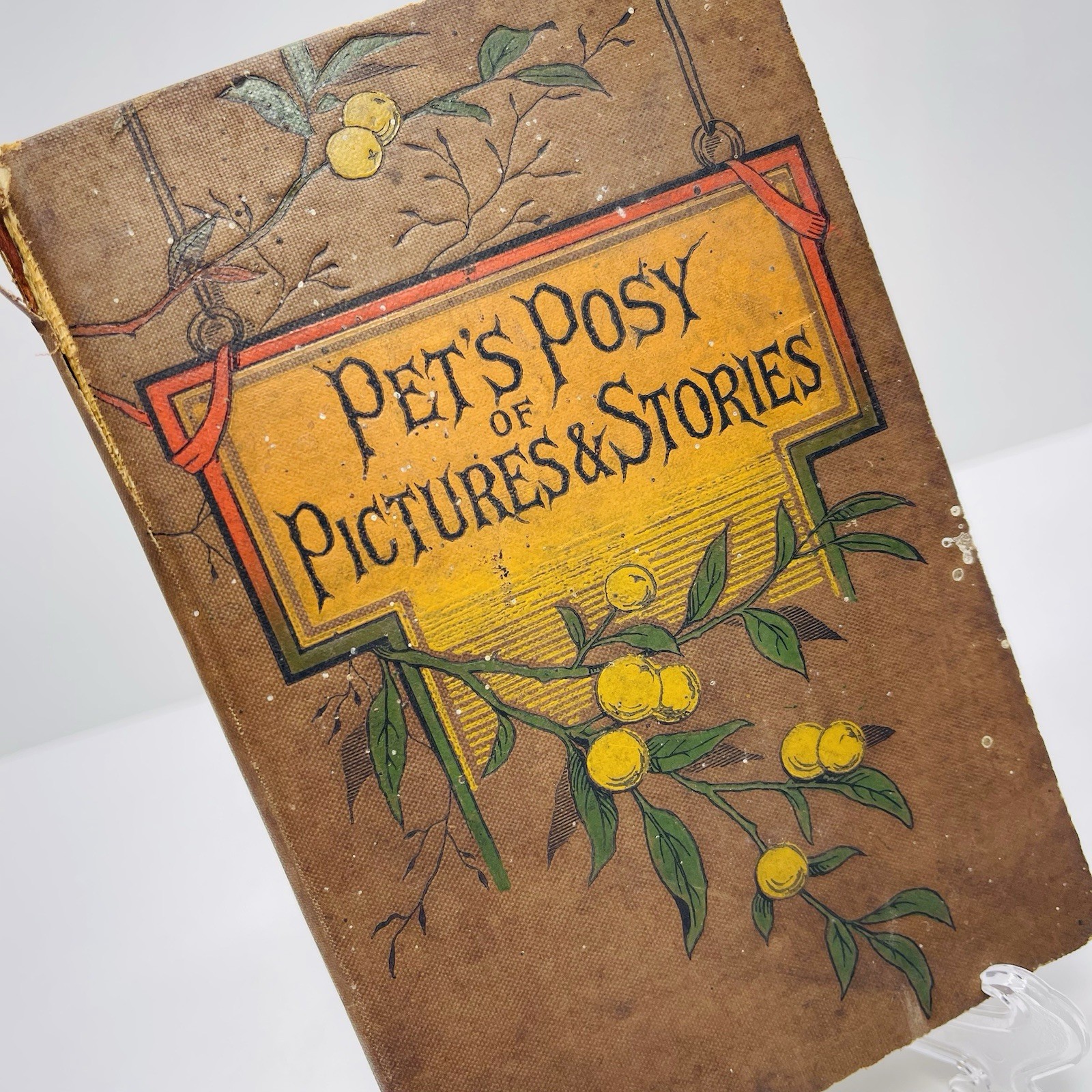 Pet’s Posy of Pictures & Stories 1800’s Antique Victorian Children’s Book HC