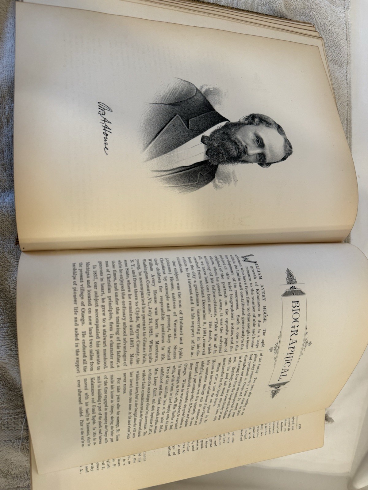 ANTIQUE MICHIGAN BOOK PORTRAIT BIOGRAPHICAL RECORD KALAMAZOO, ALLEGAN, VANBUREN
