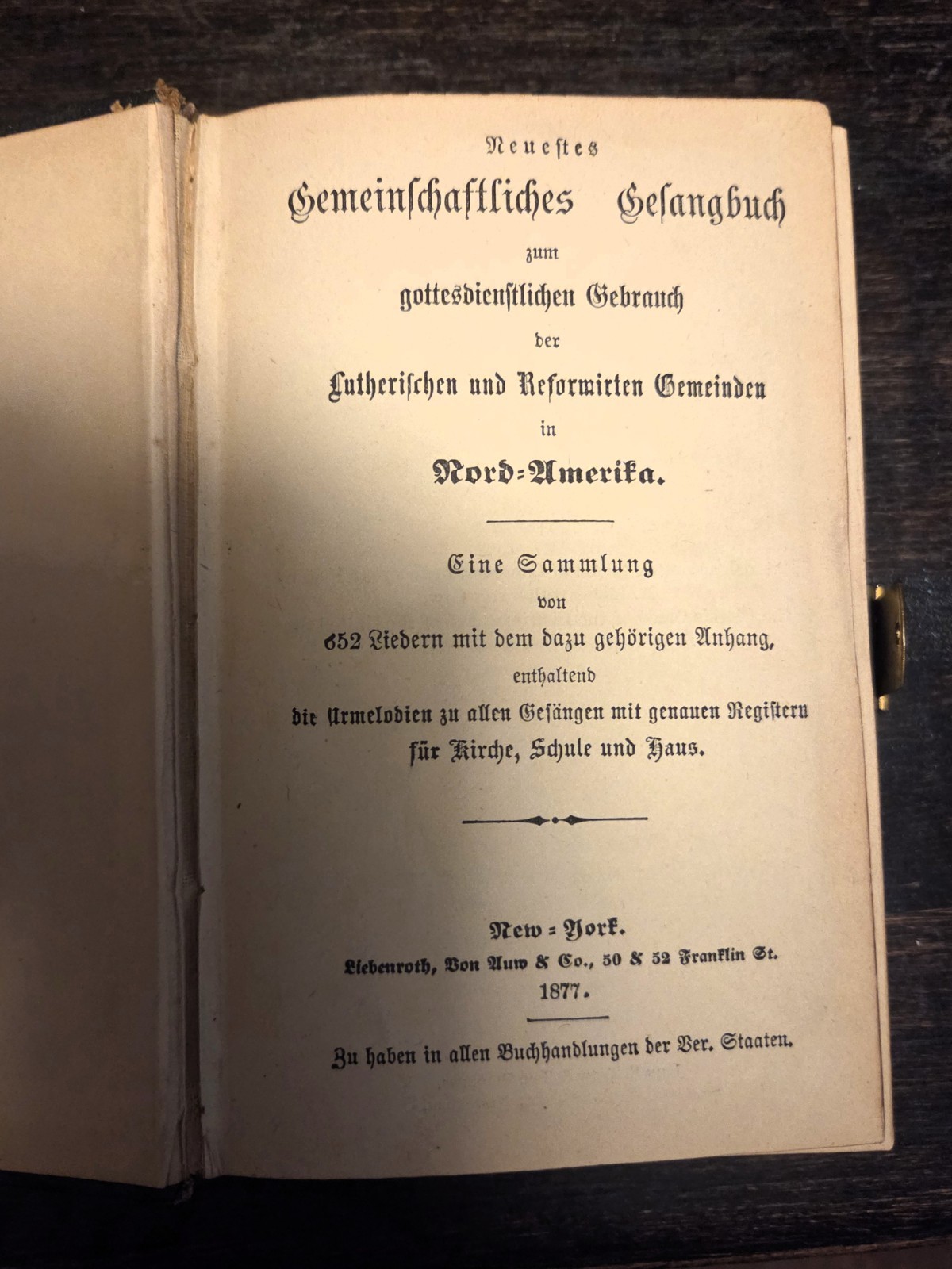 Gorgeous 1877 German language hymnal with clasp Lutheran Reformed hymn book