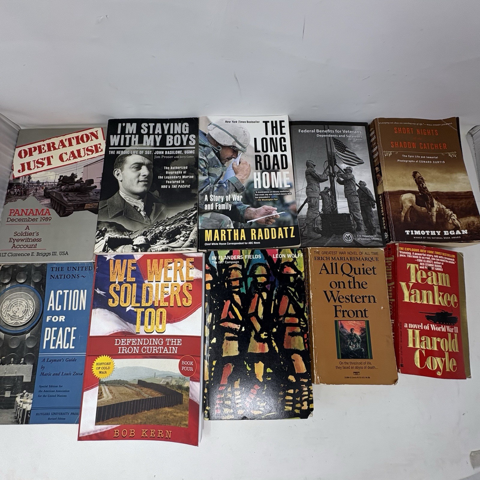 Military Book Lot All Quiet Western Front Team Yankee Flanders Basilone Ww2