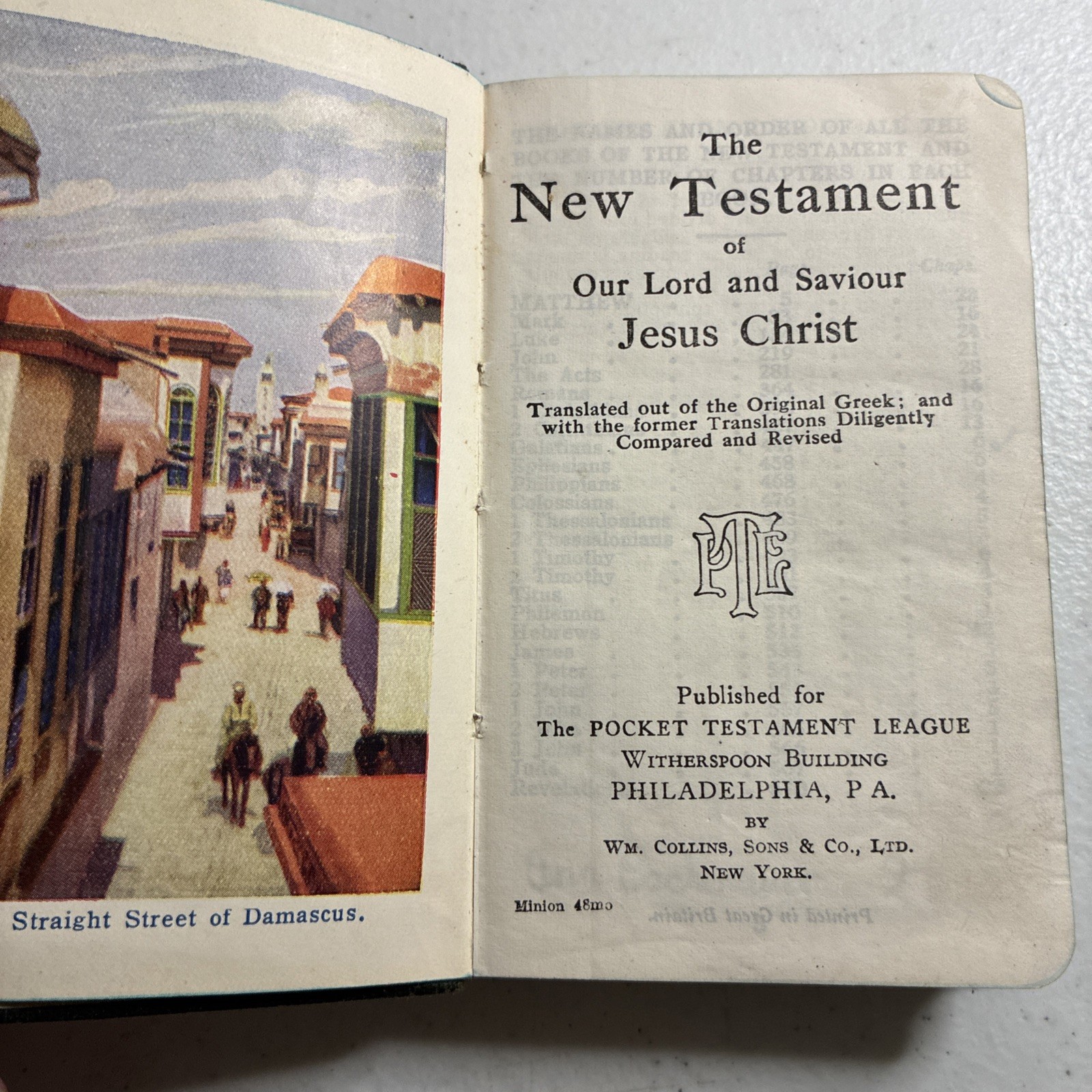The New Testament Pocket Testament League Wm Collins Minion 48mo Vintage Book