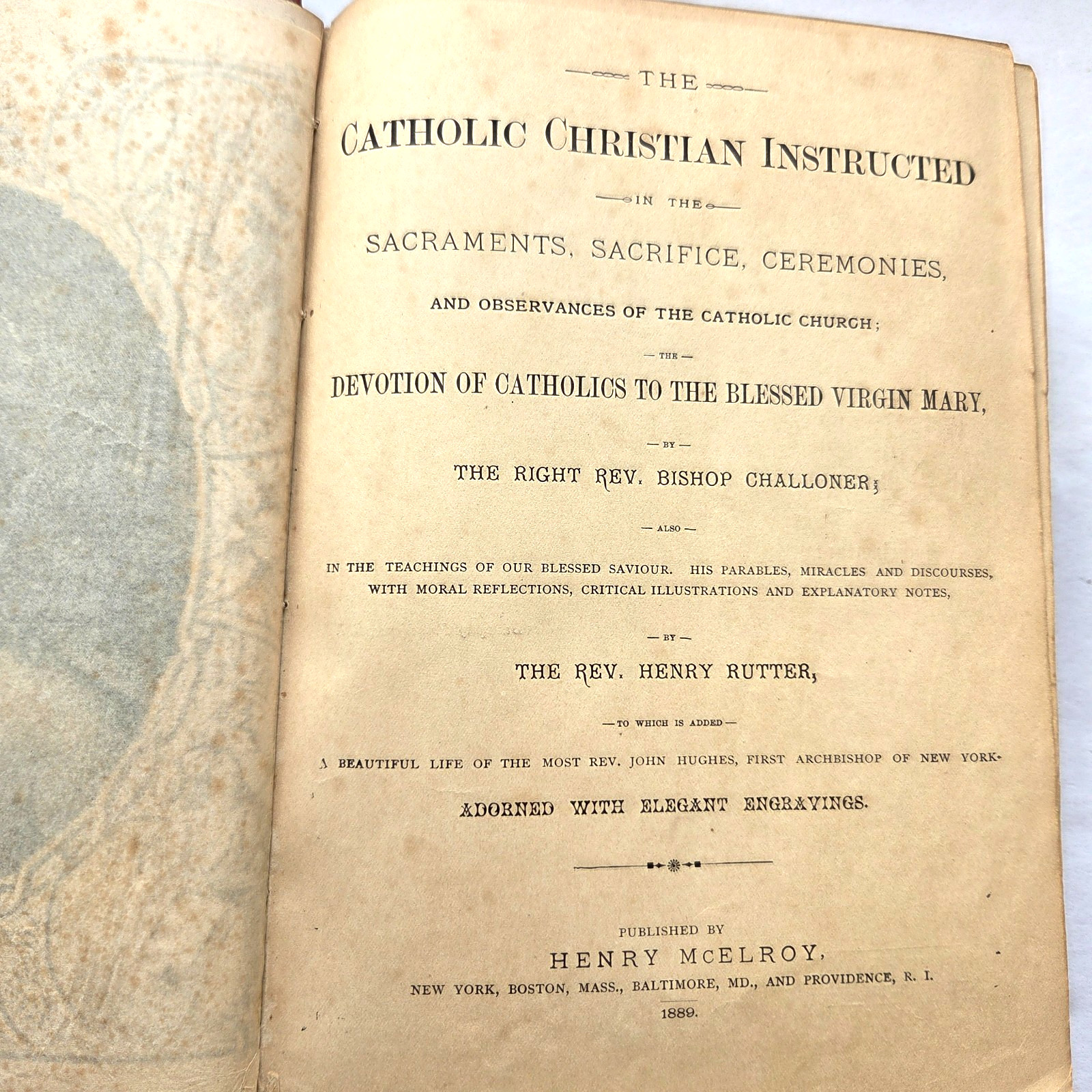 CATHOLIC CHRISTIAN INSTRUCTOR BISHOP CHALLONER ILLUSTRATED 1889 HC