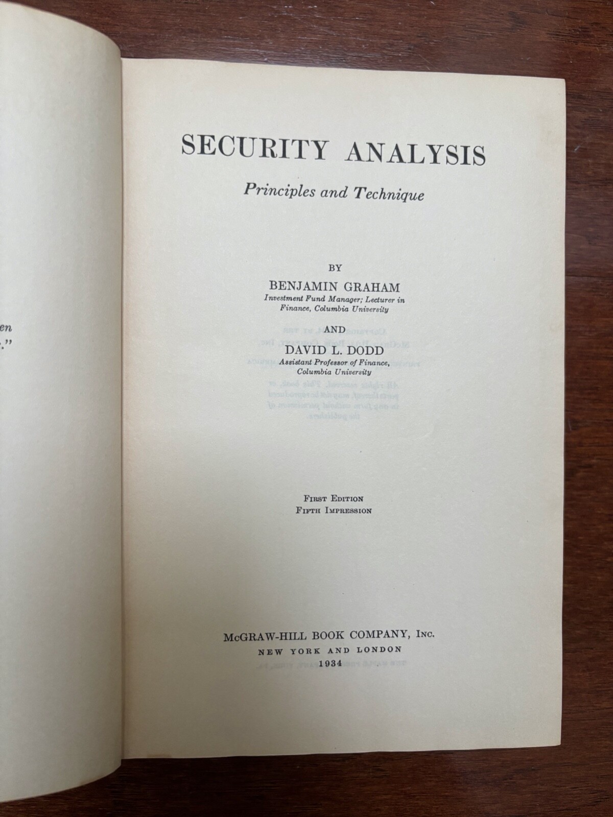 SECURITY ANALYSIS by GRAHAM and DODD – HB 1934 1st/5th INVESTING FINANCE ANTIQUE
