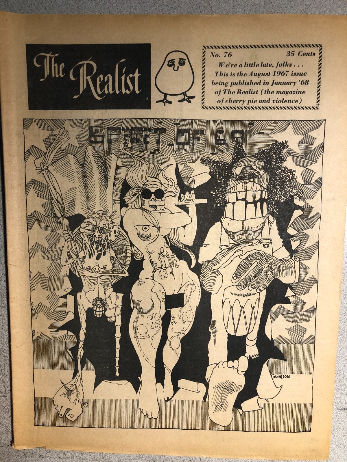 THE REALIST Paul Krassner’s counter-culture magazine #76 (1968) page torn
