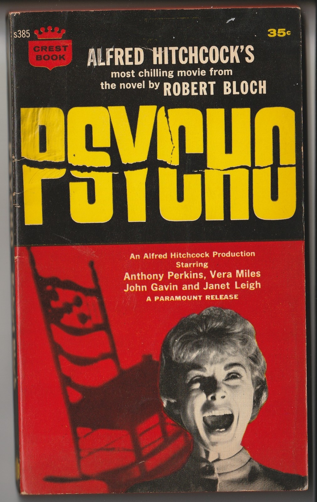 PSYCHO Robert Bloch 1st Print 1960 Crest Book s385 Movie Edition Photo Covers