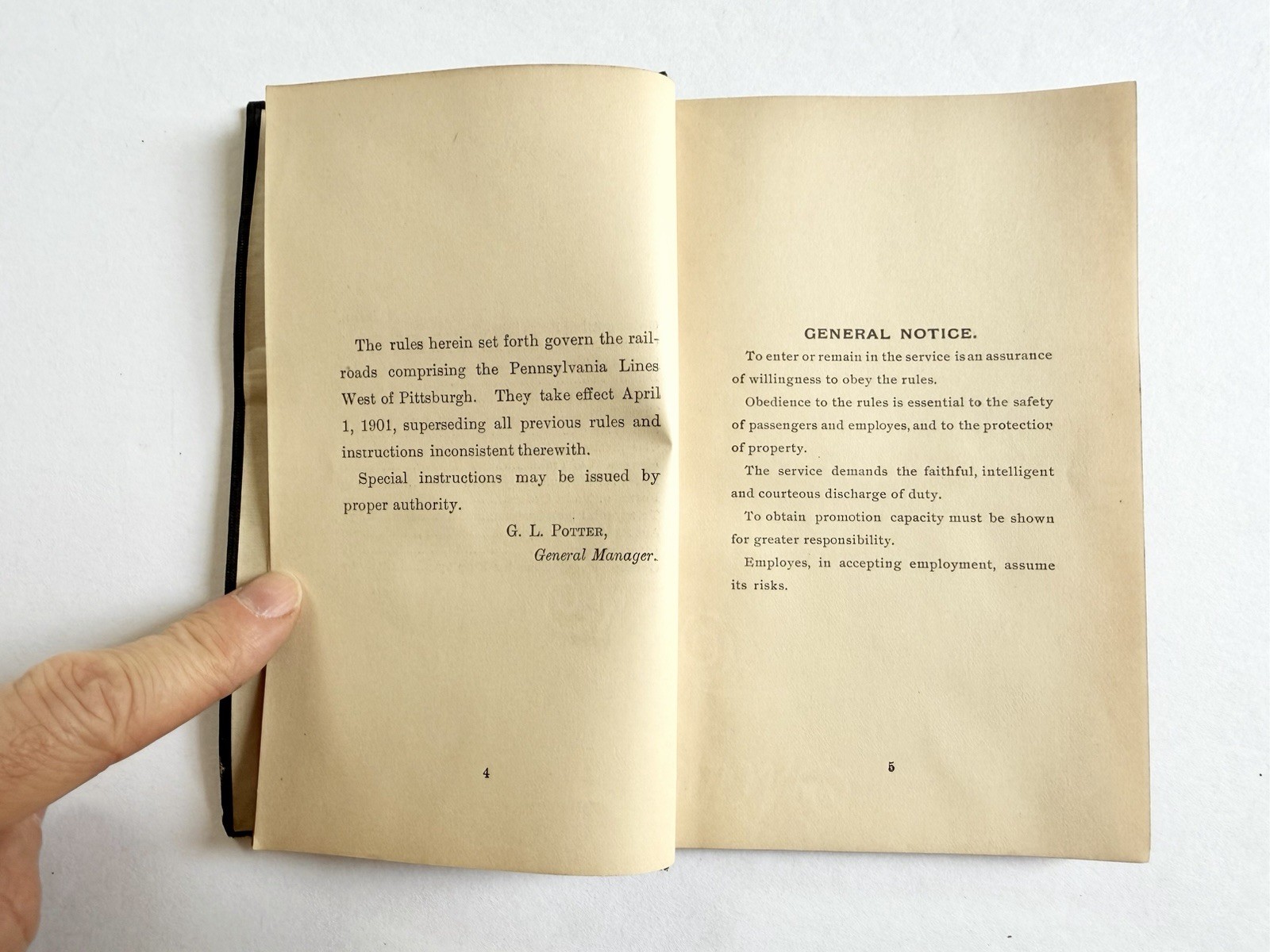 1901 Train Book Rules Pennsylvania Lines West of Pittsburgh, Transportation Dept