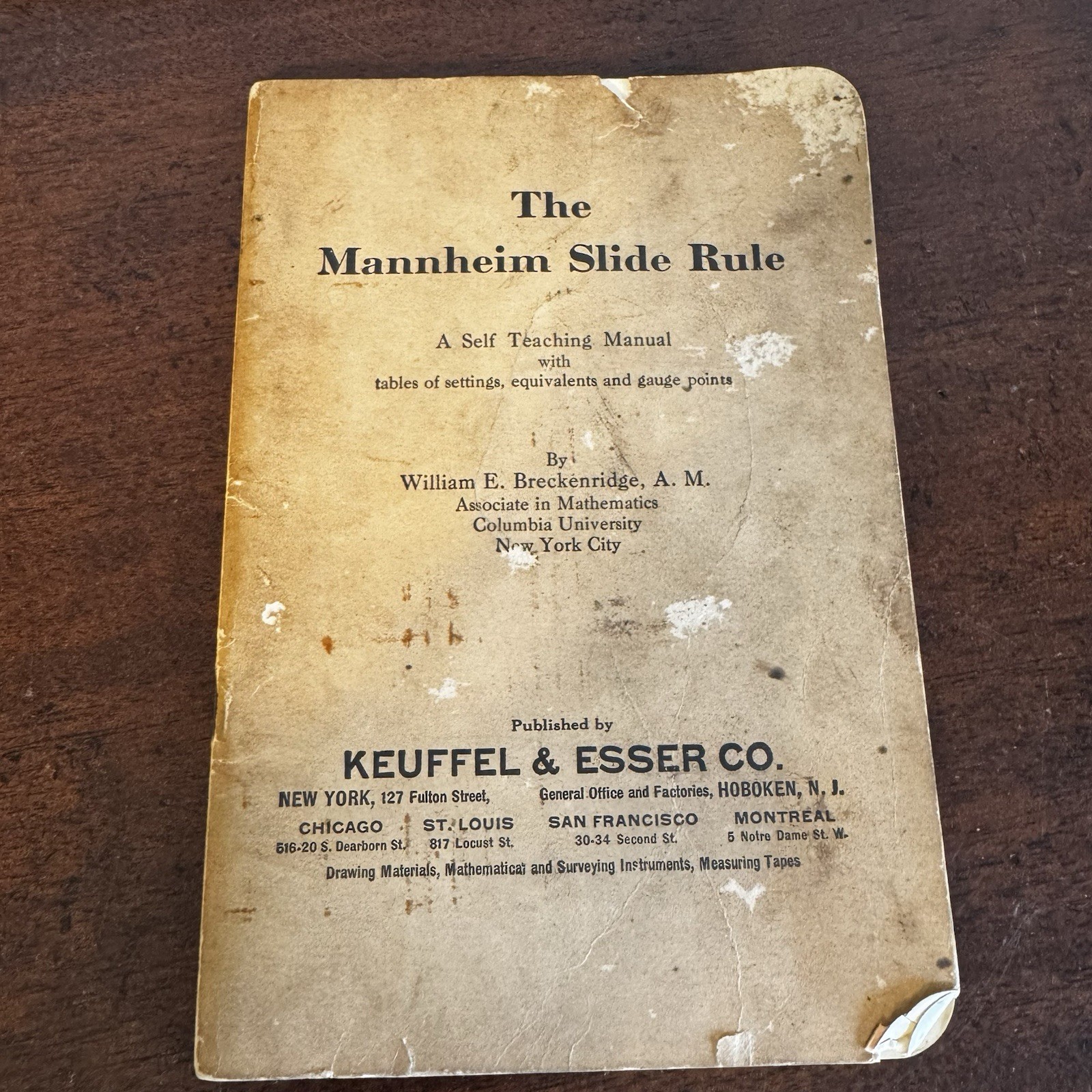 1927 Keuffel & Esser The Mannheim Slide Rule A Self Teaching Manual