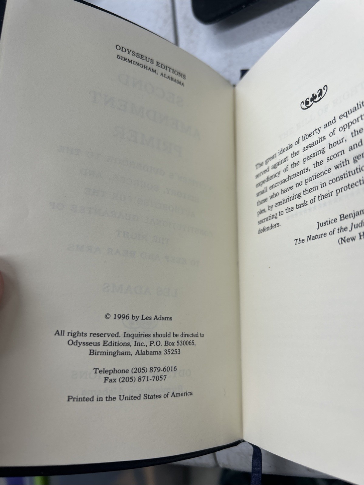 The Second Amendment Primer by Les Adams Leatherette 1996