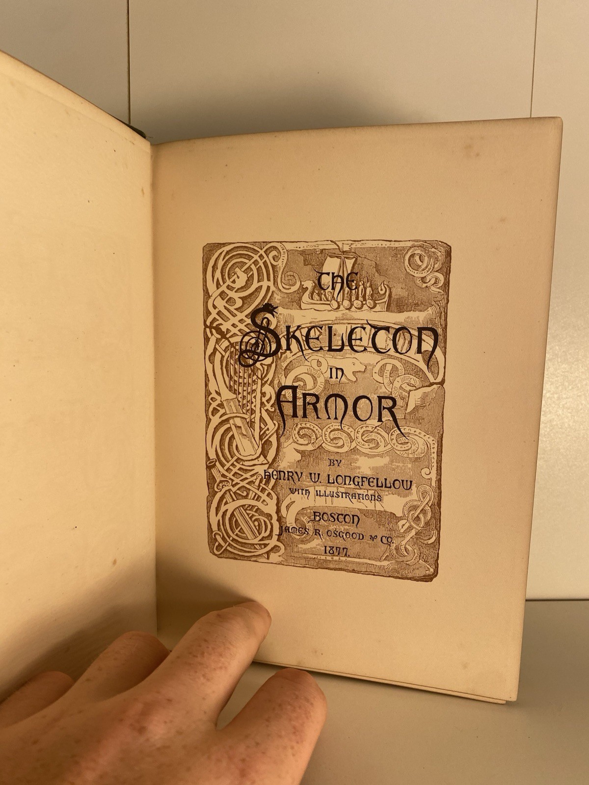 1877 LONGFELLOW The Skeleton In Armor Illustrated Victorian Binding Antique