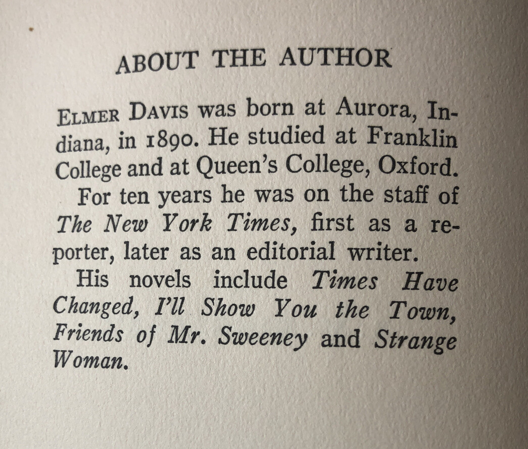 “Show Window” By Elmer Davis, 1927, 1st edition Hardcover, The John Day Company