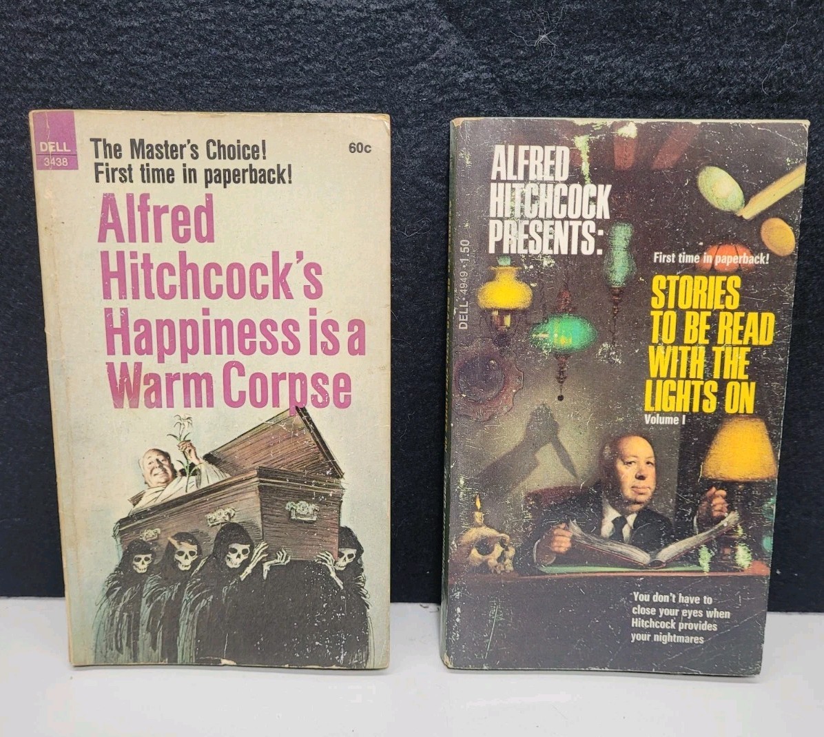 LOT of (2) ALFRED HITCHCOCK PB Horror Books HAPPINESS WARM CORPSE & STORIES READ