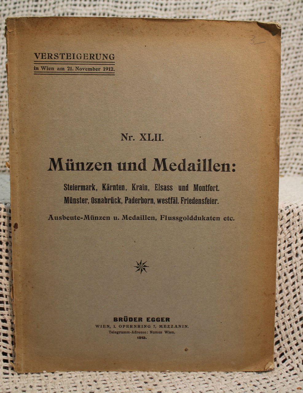 MUNZEN MEDAILLEN Bruder Egger rare antique old German Auction Catalog world coin