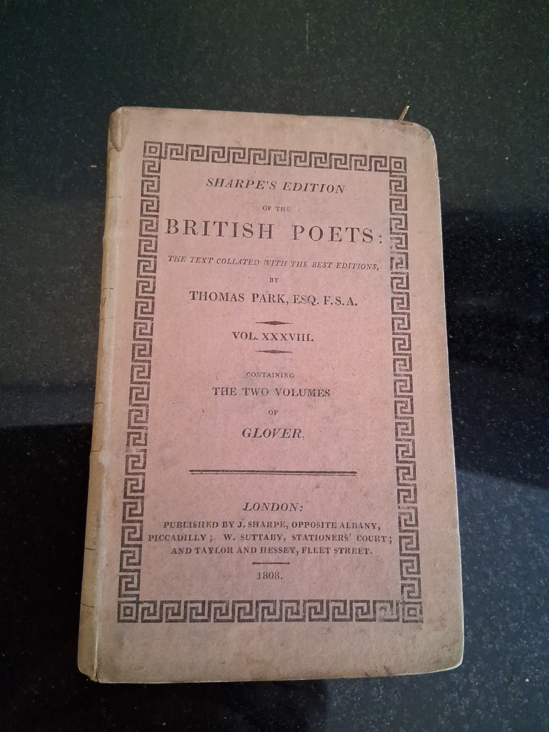 1808 Sharpe’s Edition English Poets, Richard Glover, Antique Book