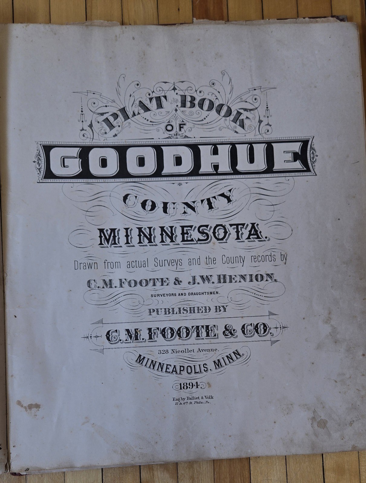 1894 Goodhue County Minnesota Plat Book Atlas HUGE Maps Red Wing Cannon Falls MN