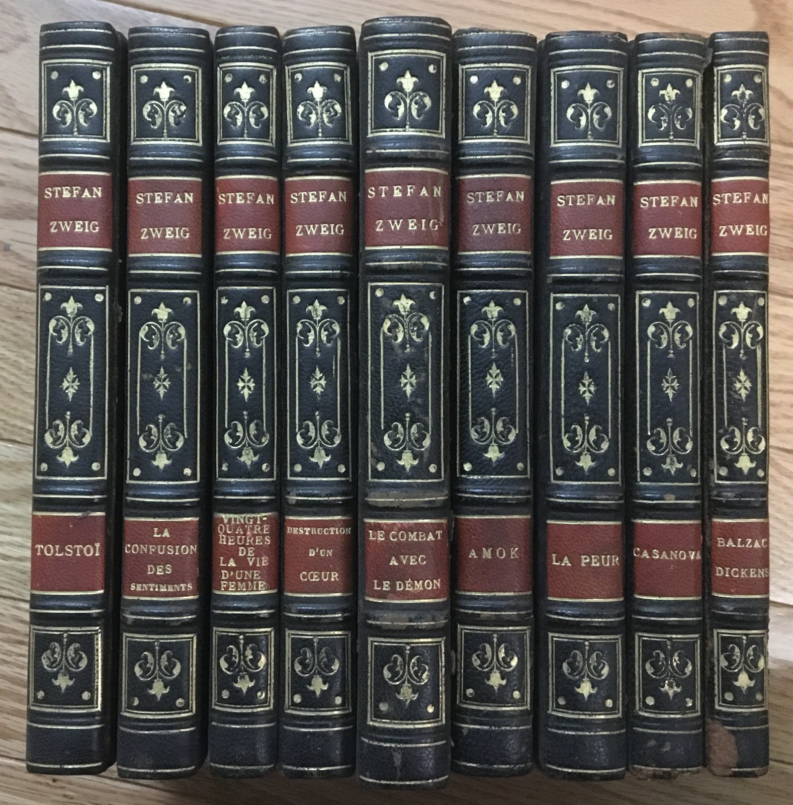 Stefan Zweig 9 Vol Set Fine Binding 1928 French Leather Editions Victor Attinger
